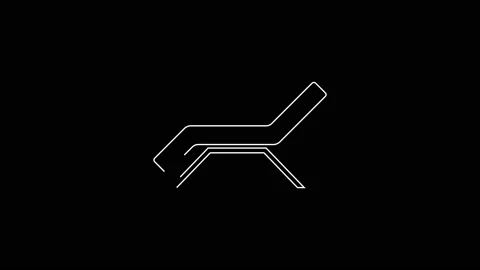 White line Sunbed icon isolated on black background. Sun lounger. 4K Video Stock Footage 142966847