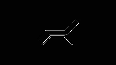 White line Sunbed icon isolated on black background. Sun lounger. 4K Video Stock Footage 167590299