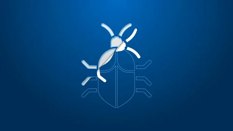 White line System bug concept icon isolated on blue background. Code bug concept Stock Footage 144088692