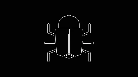 White line System bug concept icon isolated on black background. Code bug Stock Footage 147226004
