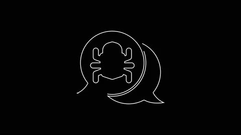 White line System bug concept icon isolated on black background. Code bug Stock Footage 147226232