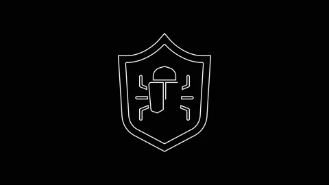 White line System bug concept icon isolated on black background. Code bug Stock Footage 167597070