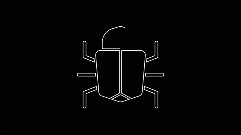 White line System bug concept icon isolated on black background. Code bug Stock Footage 167597144