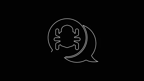 White line System bug concept icon isolated on black background. Code bug Stock Footage 167597171