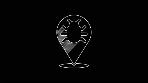 White line System bug concept icon isolated on black background. Code bug Stock Footage 203349060