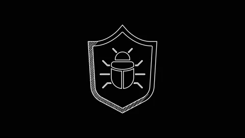 White line System bug concept icon isolated on black background. Code bug Stock Footage 203349553