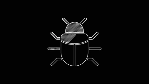 White line System bug concept icon isolated on black background. Code bug Stock Footage 203349946