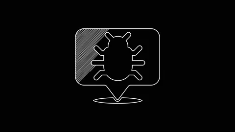 White line System bug concept icon isolated on black background. Code bug Stock Footage 203350386