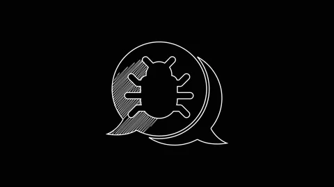 White line System bug concept icon isolated on black background. Code bug Stock Footage 203350794