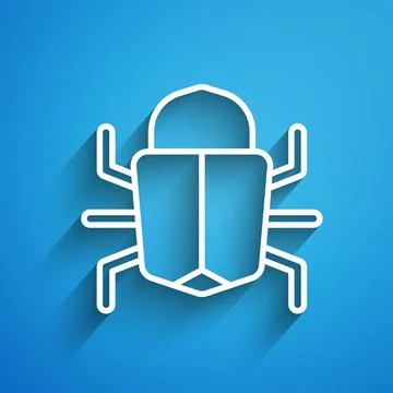 White line System bug concept icon isolated on blue background. Code bug concept Illustrazione stock