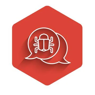 White line System bug concept icon isolated with long shadow. Code bug concept Stock Illustration