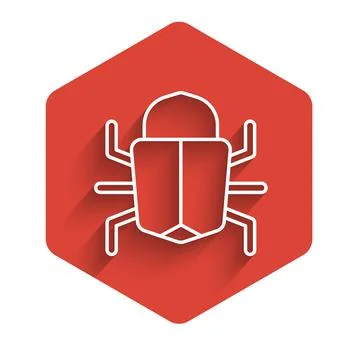 White line System bug concept icon isolated with long shadow. Code bug concept Illustrazione stock