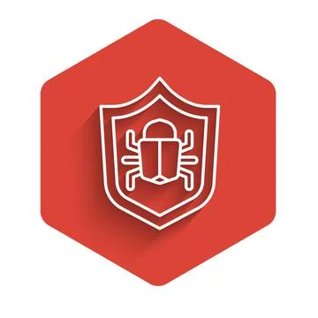 White line System bug concept icon isolated with long shadow. Code bug concept Stock Illustration