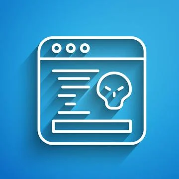 White line System bug concept icon isolated on blue background. Code bug concept Stock Illustration