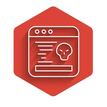 White line System bug concept icon isolated with long shadow. Code bug concep Illustrazione stock