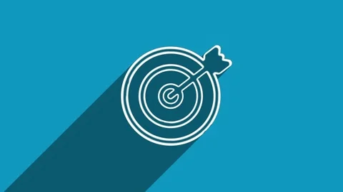 White line target with arrow icon with shadow isolated on blue background Stock Footage 159831374