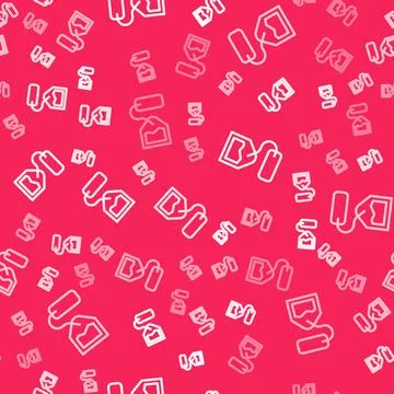 White line Tea bag icon isolated seamless pattern on red background. Vector Stock Illustration