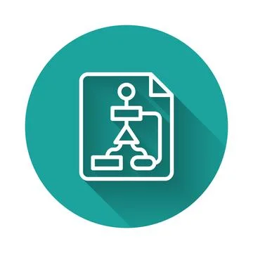 White line Tile flowchart for program design or process management plan ico.. Stock Illustration