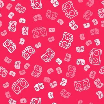 White line Time chess clock icon isolated seamless pattern on red background. Stock Illustration