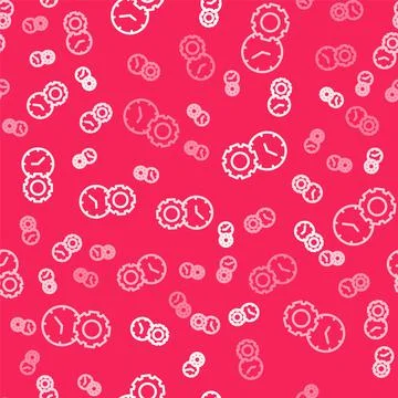 White line Time management icon isolated seamless pattern on red background.  Stock Illustration