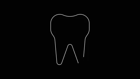 White line Tooth icon isolated on black background. Tooth symbol for dentistry Stock Footage 138762444