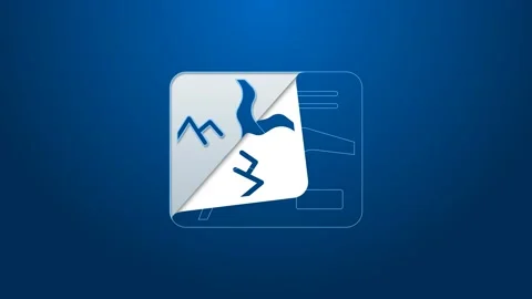 White line Topographic map with route and coordinates icon isolated on blue Stock Footage 168132513