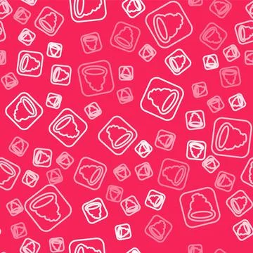 White line Tornado icon isolated seamless pattern on red background. Cyclone Illustrazione stock