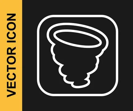 White line Tornado icon isolated on black background. Cyclone, whirlwind, storm Stock Illustration