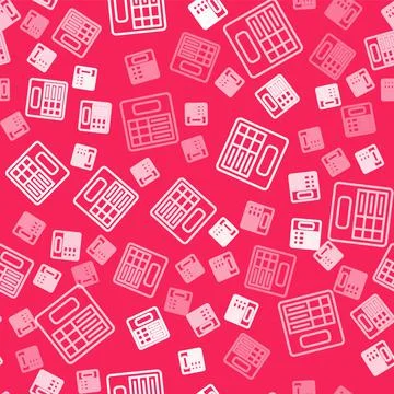White line Train station board icon isolated seamless pattern on red backgrou イラスト素材