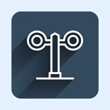 White line Train traffic light icon isolated with long shadow background Stock Illustration