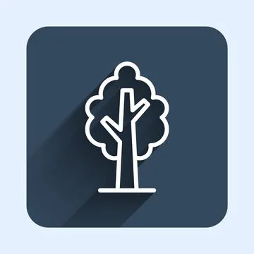White line Tree icon isolated with long shadow background. Forest symbol. B.. Stock Illustration