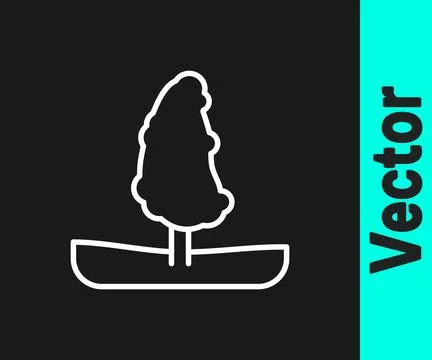 White line Tree icon isolated on black background. Forest symbol.  Vector イラスト素材