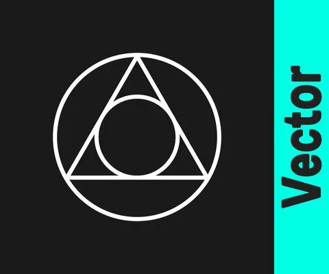 White line Triangle math icon isolated on black background. Vector 스톡 일러스트