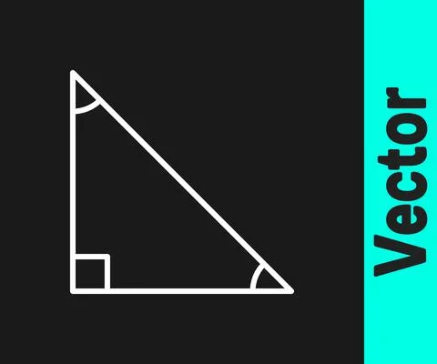 White line Triangle math icon isolated on black background. Vector Stock Illustration