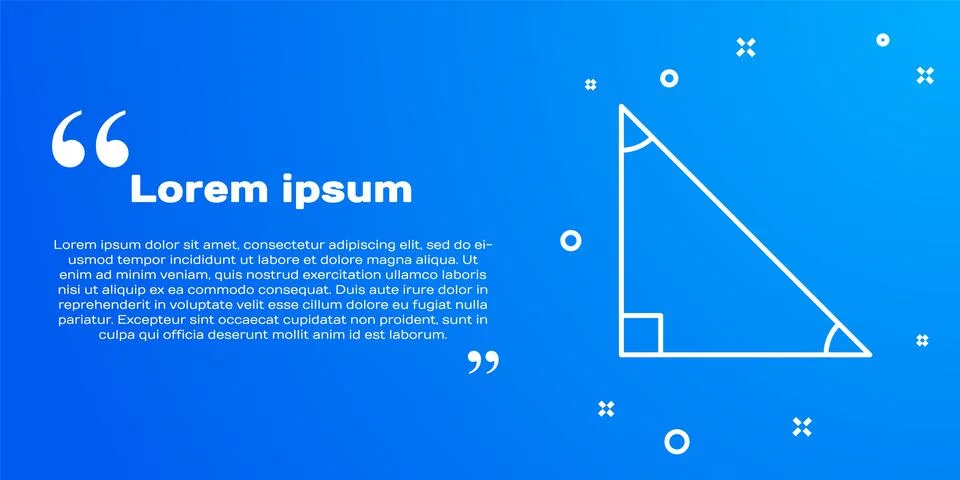 White line Triangle math icon isolated on blue background. Vector Stock Illustration