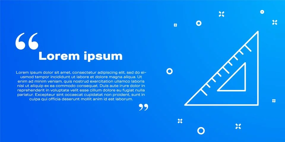 White line Triangular ruler icon isolated on blue background. Straightedge Ilustração Stock