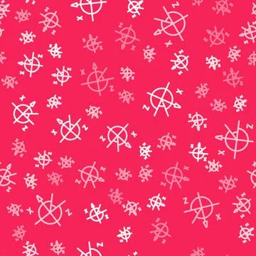 White line Trigonometric circle icon isolated seamless pattern on red background Illustrazione stock