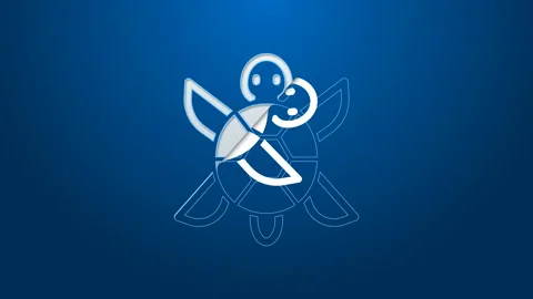 White line Turtle icon isolated on blue background. 4K Video motion graphic Stock Footage 144289723