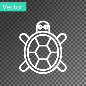 White line Turtle icon isolated on transparent background.  Vector. Illustrazione stock