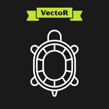 White line Turtle icon isolated on black background.  Vector Stockillustratie