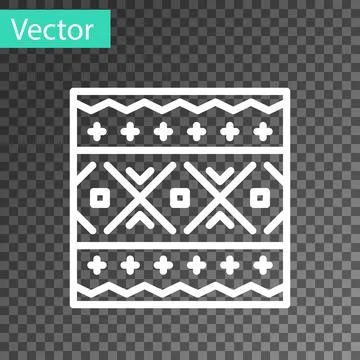 White line Ukrainian ethnic pattern for embroidery icon isolated on transpare Illustrazione stock