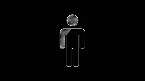 White line User of man icon isolated on black background. Business avatar symbol Stock Footage 203354130