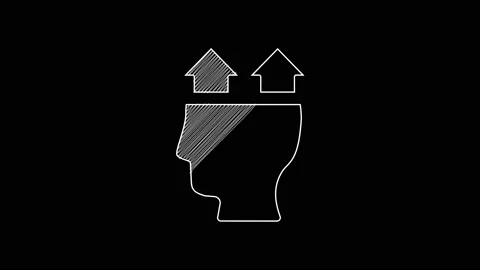 White line User of man icon isolated on black background. Business avatar symbol Stock Footage 203354182