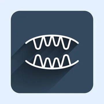 White line Vampire teeth icon isolated with long shadow background. Happy 스톡 일러스트