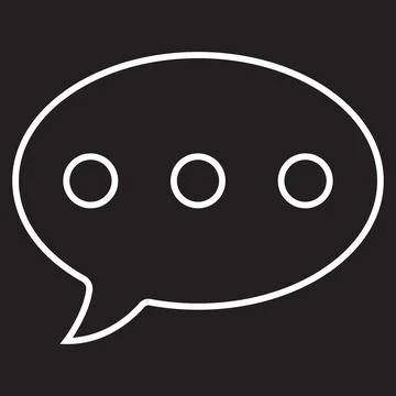 White line vector chat icon isolated on black background Stock Illustration