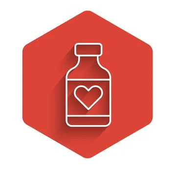White line Vitamin complex of pill capsule icon isolated with long shadow Stock Illustration
