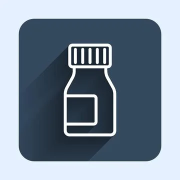 White line Vitamin complex of pill capsule icon isolated with long shadow b.. 스톡 일러스트