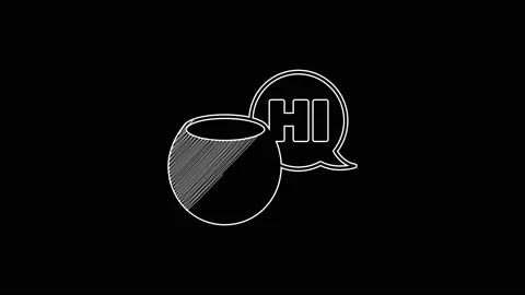 White line Voice assistant icon isolated on black background. Voice control user Stock Footage 203584479