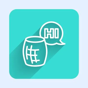 White line Voice assistant icon isolated with long shadow. Voice control user 스톡 일러스트