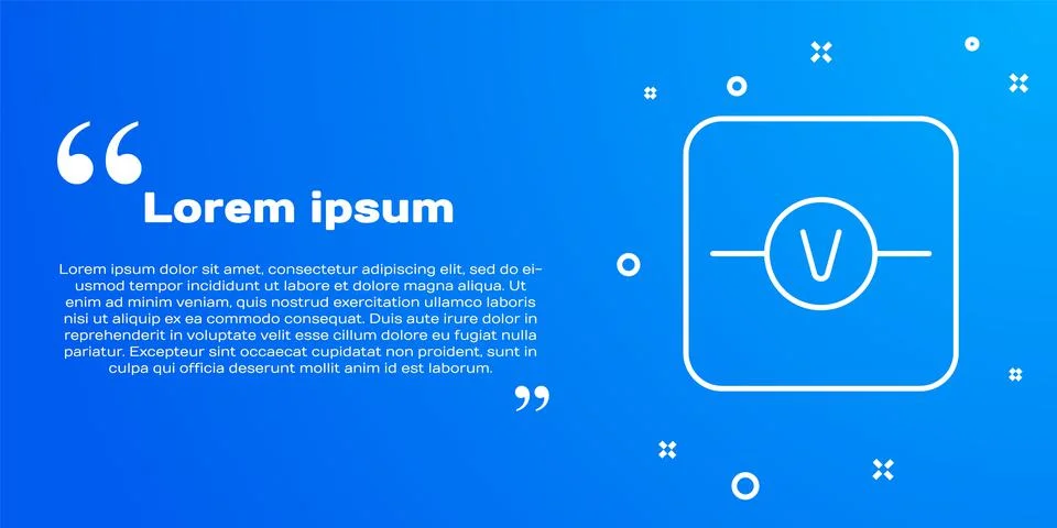 White line Voltmeter electronic component icon isolated on blue background Illustrazione stock